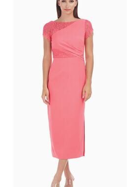 JS Collection Lissett Tea Length Lace Contrast Dress NWT Size 4